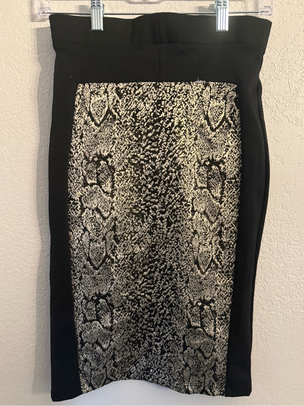 Fraiche by J Black Cream Abstract Print Pencil Skirt Small